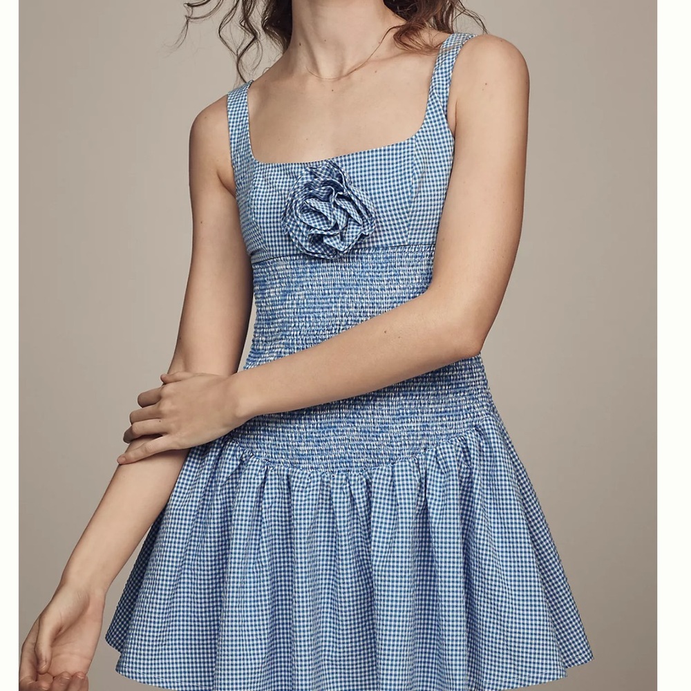 Maeve Smocked Rosette Drop-Waist Mini Dress - Picture 2 of 5